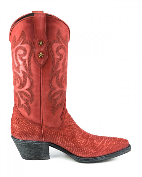 Botas Lady Cowboy Modelo Alabama 2524 Rojo Lavado | Cowboy Boots Portugal