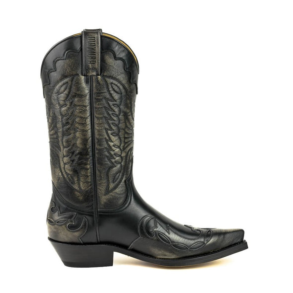 Botas Hombre y Mujer Cowboy (Texanas) Negro y Gris Plata 1927-C Milanelo Hueso / Pull Oil Negro (Mayura Boots)